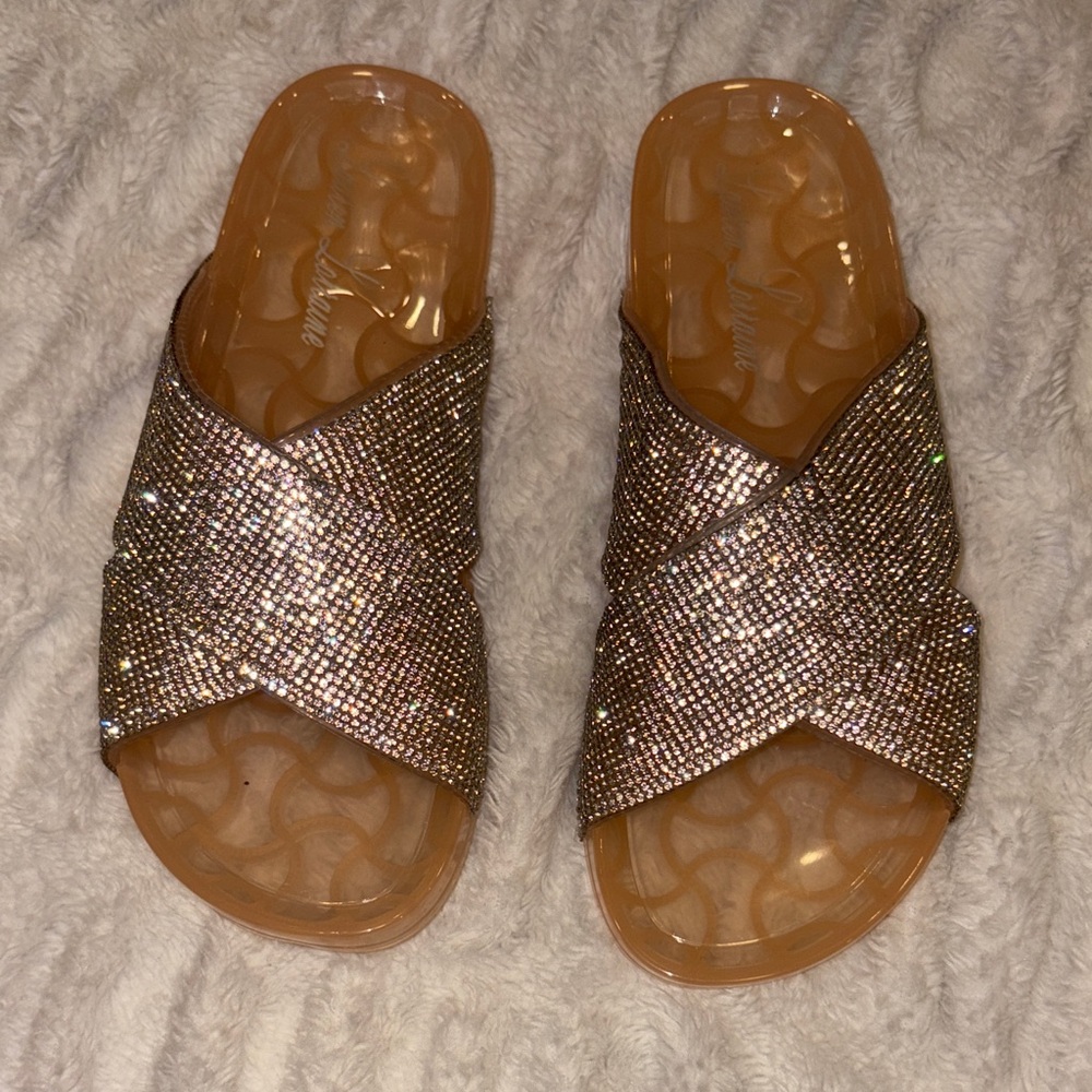 Lauren Lorraine Glittering Jelly Sandals - Nude/Pink